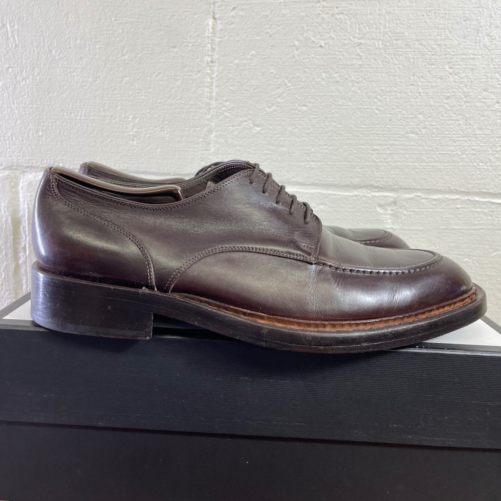 Dolce & Gabbana Dark Brown Leather Oxford Apron Toe Dress Shoes Men's 10 US